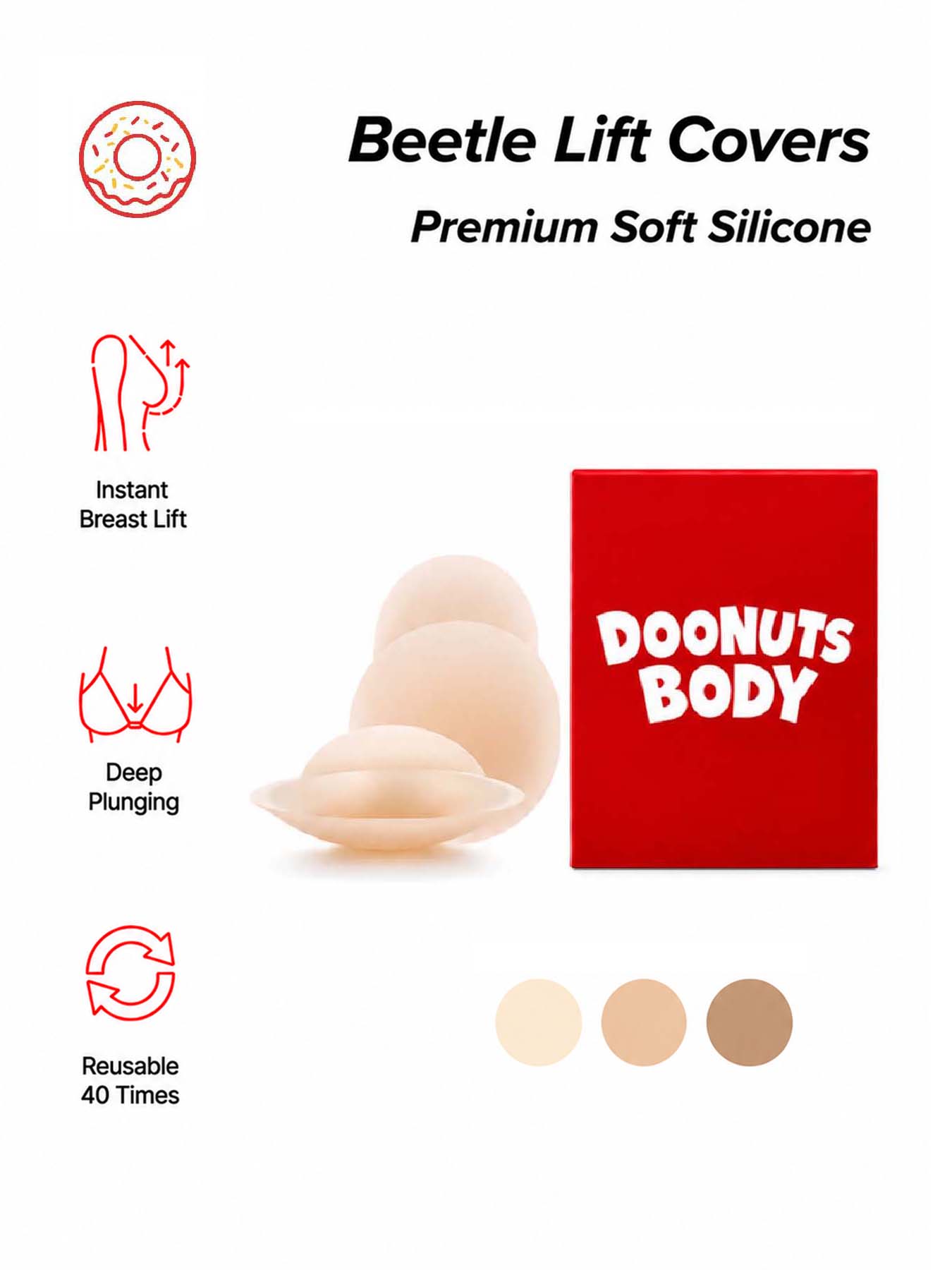 Nipple Cover Pasties - DOONUTS Penutup Puting Silikon Tahan Air