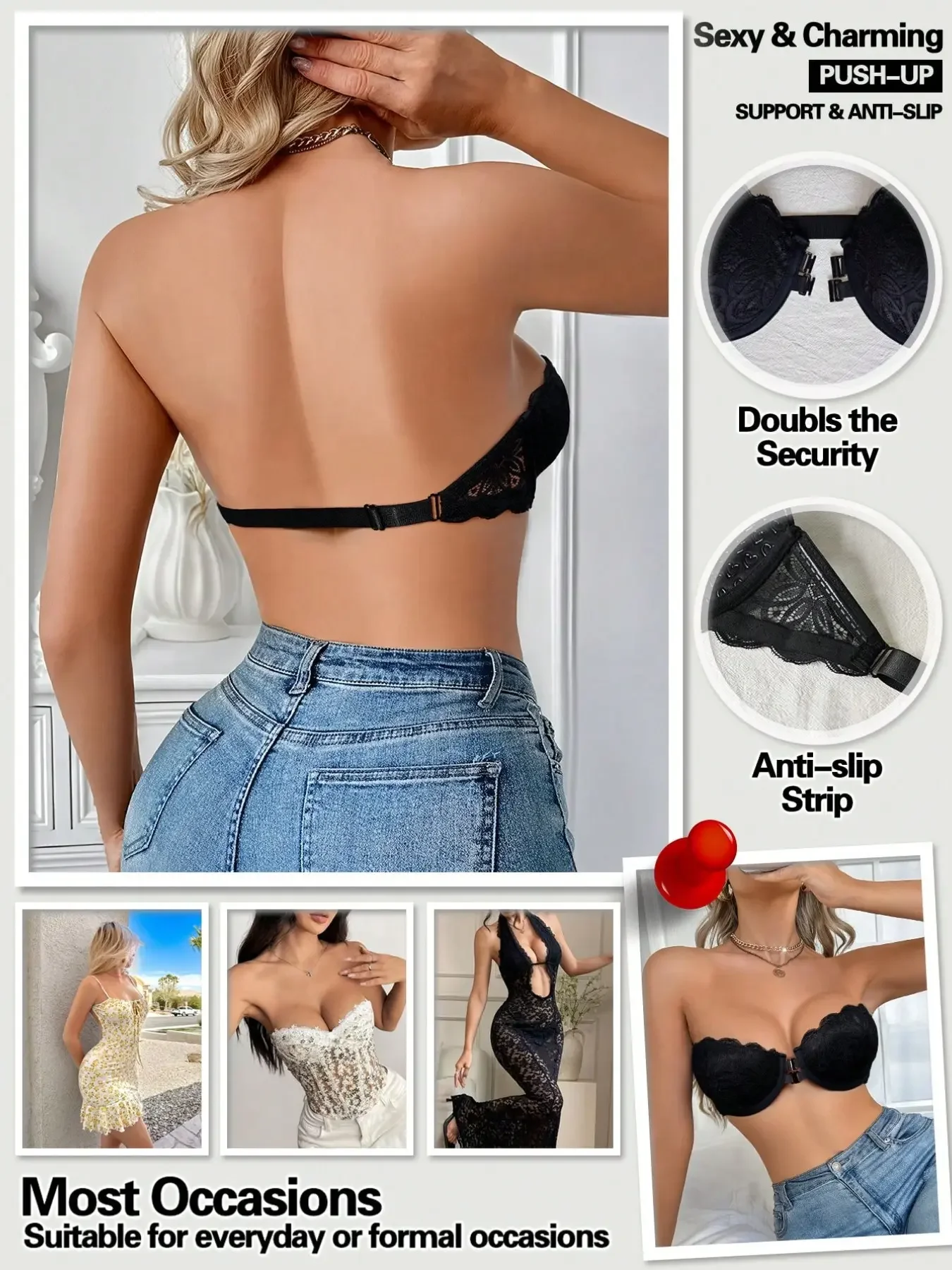 Bra Push-Up Tanpa Tali dengan  - Strapless Bra Backless ulasan dan harga